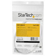 StarTech.com 3ft (1m) USB-C Fast Charging Cable, Rugged, Charge & Sync, 60W (3A) PD, USB 2.0, White TPE Jacket and Aramid Fiber - USB C Charging Cord
