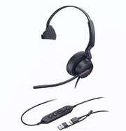 Yealink *Last Stock Yealink UH46 Mono Teams USB-C/A Microsoft Certified Teams USB Wired Headset 3-Noise-Canceling Microphones 35mm Speaker Busylight Leather C