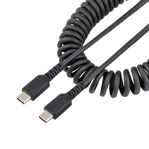 StarTech.com 1.6ft (50cm) USB-C Fast Charging Cable, Rugged, Coiled, Charge & Sync, 3A, USB 2.0, TPE Jacket and Aramid Fiber - USB C Charging Cord