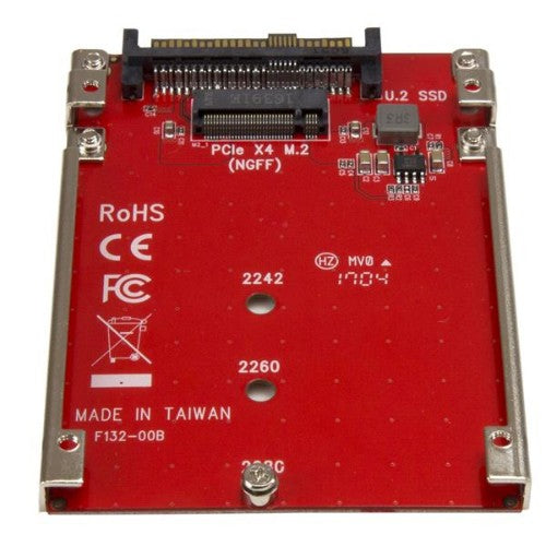 StarTech.com M.2 to U.2 Adapter - For M.2 PCIe NVMe SSDs - PCIe M.2 Drive to 2.5" U.2 (SFF-8639) Host Adapter - M2 SSD Converter, Red - TAA