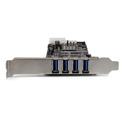 StarTech.com 4 Port PCI Express PCIe SuperSpeed (5Gbps) USB 3.0 Card Adapter w/ 2 Dedicated 5Gbps Channels - UASP - SATA / LP4 Power