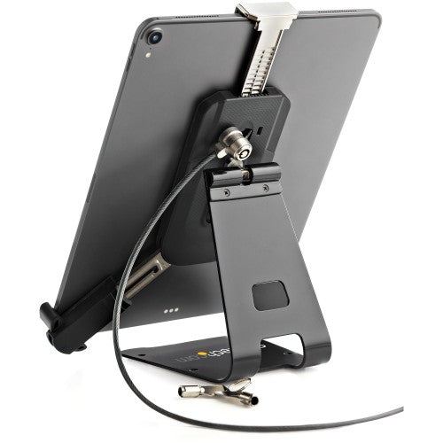 StarTech.com Secure Tablet Stand w/ K-Slot Cable Lock - Locking Tablet Holder for 7.9"-13" Tablets - Universal Adjustable Tablet Mount for Desk/Surface - Lockable Anti-Theft Security Mount - TAA