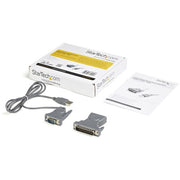 StarTech.com 3ft (91cm) 1-Port USB to Serial Cable, DB9/DB25 RS232 to USB Converter, Prolific, USB to Serial Adapter