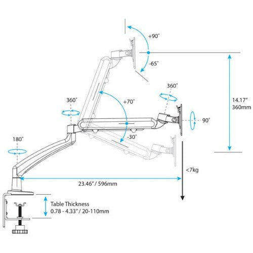 StarTech.com Single Desk-Mount Monitor Arm - Full Motion Articulating - Steel - For up to 34" (15.4lb/7kg) Displays - TAA