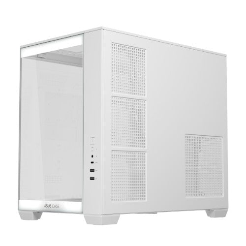 ASUS A32 White ATX dual-chamber case with panoramic design supporting up to 420mm graphics cards in length 360mm radiators and CPU air coolers up to 165mm in height