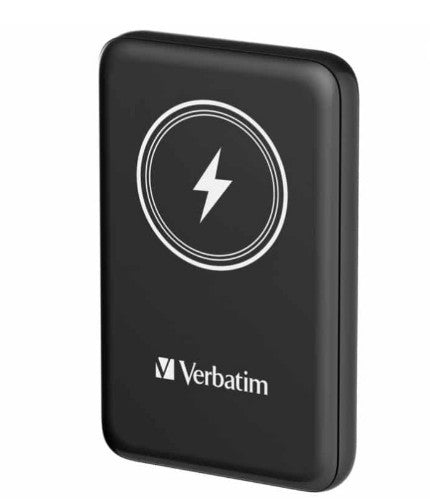 VERBATIM Power Pack 10,000 mAh PD 3.0,  22.5w, embedded cables USB-C, Lightning Cables, USB-A Ports – Charge 4 devices at once, LED display Black