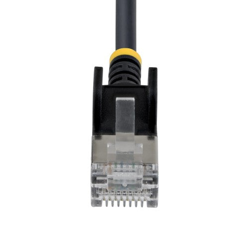StarTech.com 1.5m Black Ultra Slim Cat6A Ethernet Cable, Snagless, FTP, Pure Bare Copper Wire, 34AWG Slim RJ45 Network Patch Cord, Individually Tested