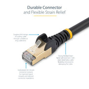 StarTech.com 0.50m CAT6a Ethernet Cable - 10 Gigabit Shielded Snagless RJ45 100W PoE Patch Cord - 10GbE STP Network Cable w/Strain Relief - Black Individually Tested/Wiring is UL Certified/TIA