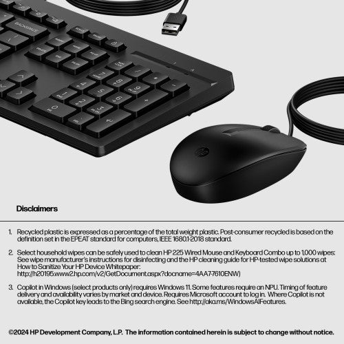 HP 225 Wired Mouse and Keyboard Combo