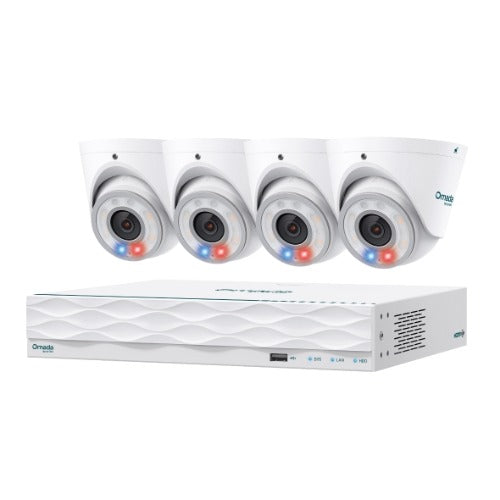 TP-LINK Omada T8S4-2T - Omada 8MP Turret PoE Security Camera System with 2TB HDD, 4 Cameras with 16-Channel NVR (Omada Camera)
