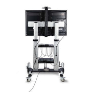 StarTech.com Rolling TV Cart/Stand On Wheels For 60-100inch Flat Screens Up To 220lb (100kg), Height Adjustment via Hand Crank, Mobile/Portable Trolley Mount