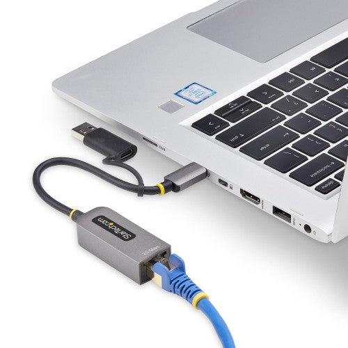 StarTech.com 2.5GbE USB-C to Ethernet Adapter with USB-A Converter, NBASE-T NIC, USB 3.0 Type-C 2.5/1G Multi Speed Network, Thunderbolt Compatible, Windows & Mac