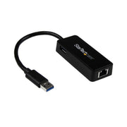 StarTech.com USB 3.0 Ethernet Adapter, USB 3.0 Network Adapter NIC with USB Port, USB to RJ45, USB Passthrough