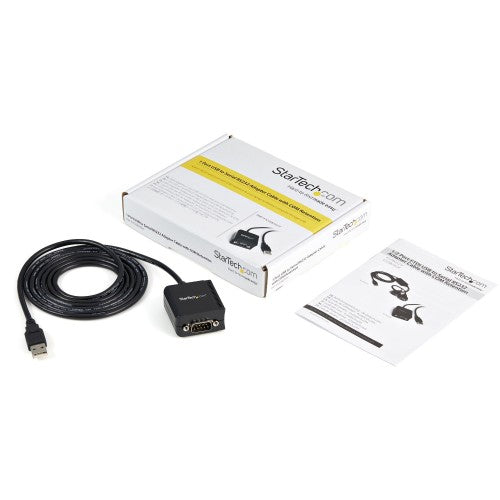 StarTech.com 6ft (1.8m) 1-Port FTDI USB to Serial RS232 Adapter Cable with COM Retention, USB to RS232 Adapter - TAA