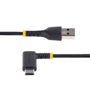 StarTech.com 1ft (30cm) USB-A to USB-C Fast Charging Cable, Rugged, Right-Angled, Charge & Sync, 3A, USB 2.0, TPE Jacket and Aramid Fiber - USB Charging Cord