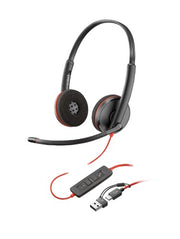 HP Poly Blackwire 3220 Stereo USB-C Headset +USB-C/A Adapter (Bulk)