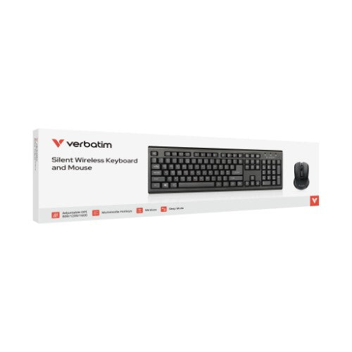 Verbatim Wireless & Mouse Combo keyboard Mouse included Universal RF Wireless QWERTY Black