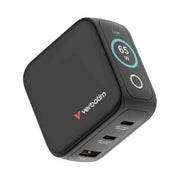 Verbatim 65W Mini GaN Charger with Display Universal Black AC Fast charging Indoor