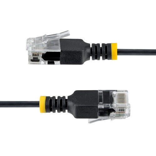 StarTech.com 30cm Black Ultra Slim Cat6A Ethernet Cable, UTP, Pure Bare Copper Wire, 34AWG Slim RJ45 Network Patch Cord, Individually Tested