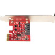 StarTech.com SATA PCIe Card - 2 Port PCIe SATA Expansion Card - 6Gbps - Full/Low Profile - PCI Express to SATA Adapter/Controller - ASM1062R SATA RAID - PCIe to SATA Converter - TAA