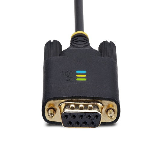 StarTech.com 10ft (3m) USB to Null Modem Serial Adapter Cable, Interchangeable DB9 Screws/Nuts, COM Retention, USB-A to RS232, FTDI, Level-4 ESD Protection, Windows/macOS/ChromeOS/Linux - Rugged TPE Construction