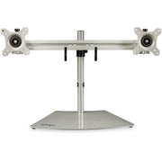 StarTech.com Dual Monitor Stand - Ergonomic Free Standing Dual Monitor Desktop Stand for two 24" (17.6lb/8kg) VESA Mount Displays - Synchronized Height Adjustable - Double Monitor Pole Mount - Silver