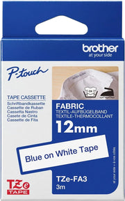 Brother TZE-FA3 label-making tape Blue on white