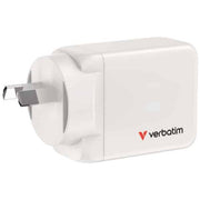 Verbatim 65W 3-Port GaN Wall Charger Universal White AC Fast charging Indoor