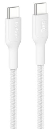 Belkin USB-C to USB-C Braided Cable 240W, 3.3ft/1m, White