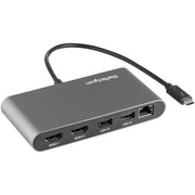 StarTech.com Dual-Monitor Thunderbolt Mini Dock, 4K 60Hz HDMI, Driverless Hub for Windows & Mac, Gigabit Ethernet, 1 x USB 5Gbps & 1x USB 2.0, 11in (28cm) Cable