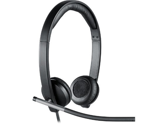 Logitech 981-000545 headphones/headset Wired Head-band Office/Call center Black, Silver