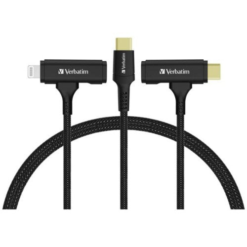 Verbatim USB-C & Lightning 2-in-1 Cable (120cm) USB cable 1.2 m USB C USB C/Lightning 0.48 Gbit/s 60 W Black