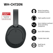 Sony WH-CH720N Headset Wired & Wireless Head-band Calls/Music USB Type-C Bluetooth Black
