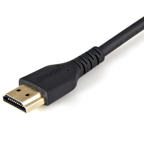 StarTech.com 3ft (1m) Slim HDMI Cable with Locking Screw,4K 60Hz HDR, High Speed HDMI 2.0 Monitor Cable with Locking Screw Connector for Secure Connection, Slim HDMI Cable w/ Ethernet - M/M
