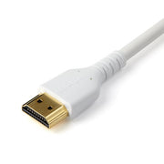 StarTech.com 3ft (1m) Slim HDMI Cable, Flexible Premium Certified HDMI 2.0 Cord with Ethernet, UHD 4K 60Hz HDR10, Durable Aramid Fiber Design with TPE Jacket, White