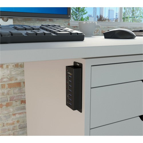 StarTech.com 4 Port USB 3.0 Hub (5Gbps) plus 3 Dedicated USB Charging Ports (2 x 1A & 1 x 2A) - Wall Mountable Metal Enclosure
