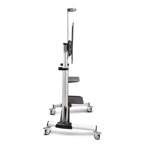 StarTech.com Rolling TV Cart/Stand On Wheels For 60-100inch Flat Screens Up To 220lb (100kg), Height Adjustment via Hand Crank, Mobile/Portable Trolley Mount