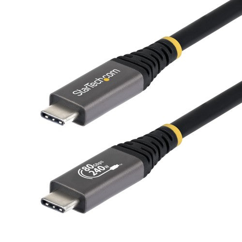 StarTech.com 1.5m (5ft) USB4 Cable, 80Gbps, USB-IF Certified USB-C Cable, 240W PD, 8K 120Hz/4K 240Hz DP2.1 DP80, TPE Jacket, Thunderbolt 4 Compatible - Black USB-C Cord