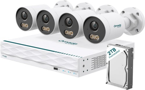 TP-LINK Omada B5S4-2T 5MP Bullet PoE Security Camera System with 2TB HDD, 4 Cameras with 16-Channel NVR (Omada Camera)