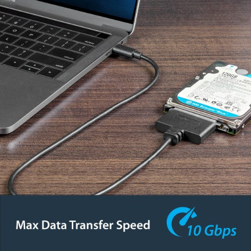 StarTech.com SATA to USB-C Cable, USB 10Gbps to 2.5in SATA I II III Hard Drive Adapter, External Converter for SSD or HDD Data Transfer