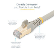 StarTech.com 3m CAT6a Ethernet Cable - 10 Gigabit Shielded Snagless RJ45 100W PoE Patch Cord - 10GbE STP Network Cable w/Strain Relief - Grey Individually Tested/Wiring is UL Certified/TIA