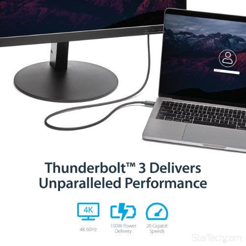 StarTech.com 3.3ft (1m) Thunderbolt 3 Cable, 20Gbps, 100W PD, 4K, Thunderbolt Certified, Compatible with Thunderbolt 4/USB 3.2/DisplayPort