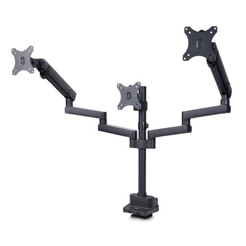 StarTech.com Desk Mount Triple Monitor Arm For Up To Three 27in Screens, VESA 75x75/100x100, Tool-Less Arm Adjustments, C-Clamp/Grommet Mount, Mechanical Spring Arm