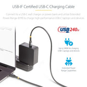 StarTech.com 3.3ft (1m) USB-C Charging Cable, Charge & Sync, 240W (5A) PD EPR, USB 2.0 Laptop Charger Cable, USB-IF Certified, TPE Jacket - Black USB C Charging Cord