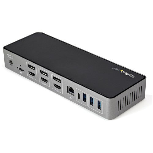StarTech.com USB-C & USB-A Dock - Hybrid Universal Triple Monitor Laptop Docking Station w/ DisplayPort & HDMI 4K 60Hz - 85W Power Delivery, 6x USB Hub, GbE, Audio - USB 3.1 Gen 2 10Gbps