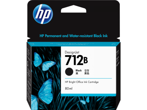 HP 712B 80ML BLACK DESIGNJET INK CARTRIDGE - T230/T250/T650/STUDIO