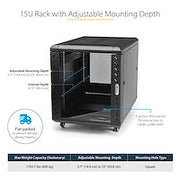StarTech.com 15U Enterprise-Grade Flat Pack Server Rack Cabinet, 19in Enclosed 4-Post Rack with 29in (75cm) Mounting Depth and 1764lb (800kg) Weight Capacity