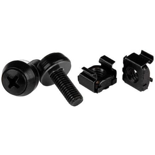 StarTech.com 50-Pack M6 12mm Screws, Square Hole Cage Nuts and Installation Tool, Hardware Mounting Kit for 19" or 10" Server Racks, Cabinets and Enclosures, Black - TAA