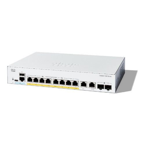 Cisco Catalyst 1300-8P-E-2G Managed Switch, 8 Port GE, PoE, Ext PS, 2x1GE Combo, Limited Lifetime Protection (C1300-8P-E-2G)