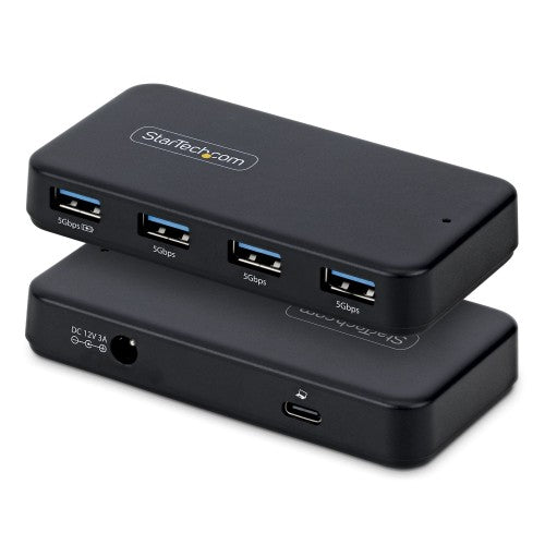 StarTech.com 4-Port USB-A Hub, 5Gbps, Self-Powered, 2-in-1 USB-C and USB-A Host Cable, 1x BC 1.2 Charging Port, 24W Power Adapter Included, MacBook and Windows